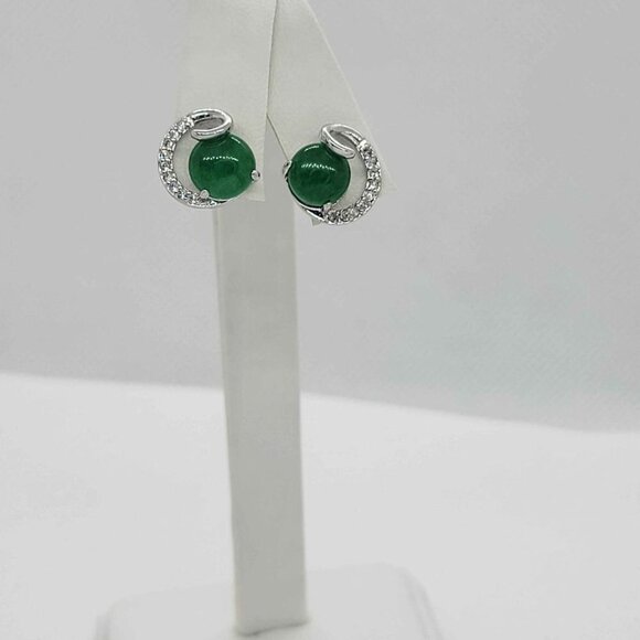 NEW Round Jade earrings - Picture 1 of 4